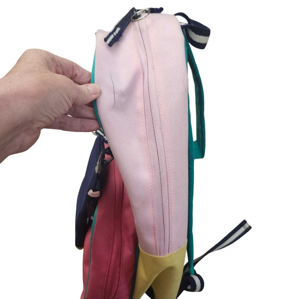 Polo Ralph Lauren Colorblock Backpack Navy Pink Yellow Teal with Pouch Designer